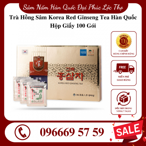 Trà Hồng Sâm Korea Red Ginseng Tea Hàn Quốc Hộp Giấy 100 Gói
