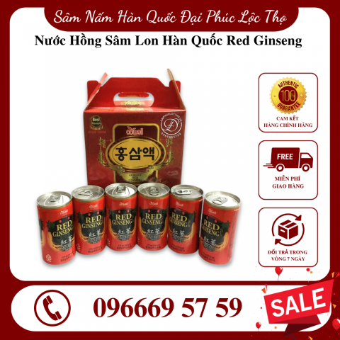 Nước Hồng Sâm Lon Hàn Quốc Red Ginseng Thùng 30 Lon x 175ml
