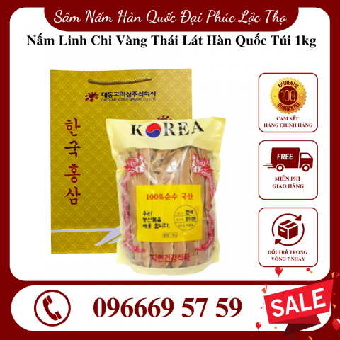 Nấm Linh Chi Vàng Thái Lát Hàn Quốc Túi 1kg