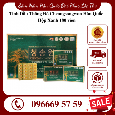 Tinh Dầu Thông Đỏ Cheongsongwon Hàn Quốc Hộp Xanh 180 viên