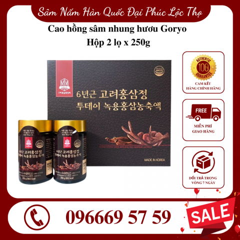 Cao Hồng Sâm Nhung Hươu Goryo Hộp 2 lọ x 250g