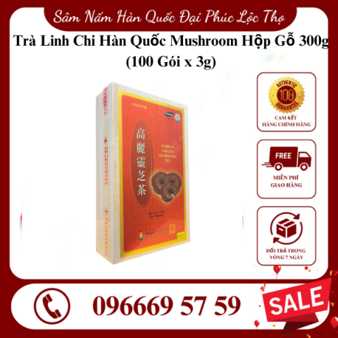 Trà Linh Chi Hàn Quốc Mushroom Hộp Gỗ 300g (100 Gói x 3g)