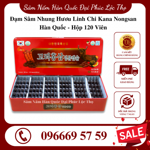 [Hàng Chính Hãng] Đạm Sâm Nhung Hươu Linh Chi Kana Nongsan Hàn Quốc - Hộp 120 Viên 