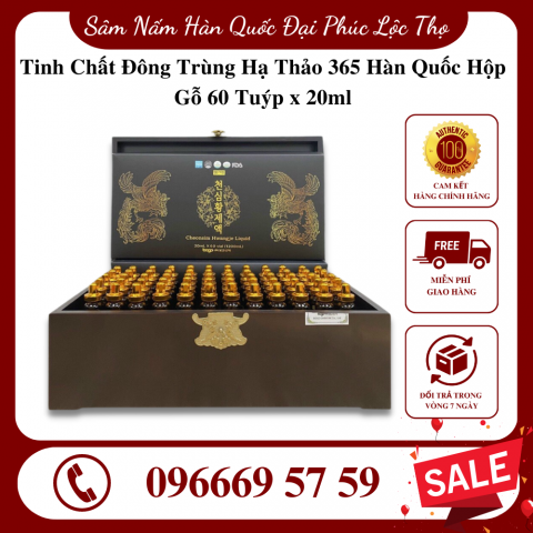 Tinh Chất Đông Trùng Hạ Thảo 365 Hàn Quốc Hai Phượng Hộp Gỗ 60 Tuýp x 20ml