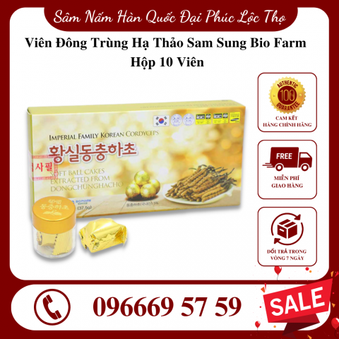 Viên Đông Trùng Hạ Thảo Sam Sung Bio Farm Hàn Quốc Hộp 10 Viên