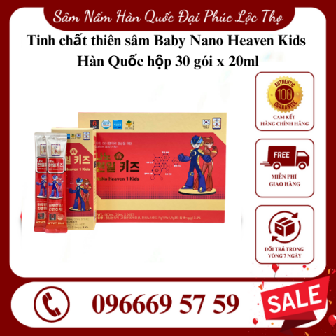 Tinh chất thiên sâm Baby Nano Heaven Kids Hàn Quốc hộp 30 gói x 20ml
